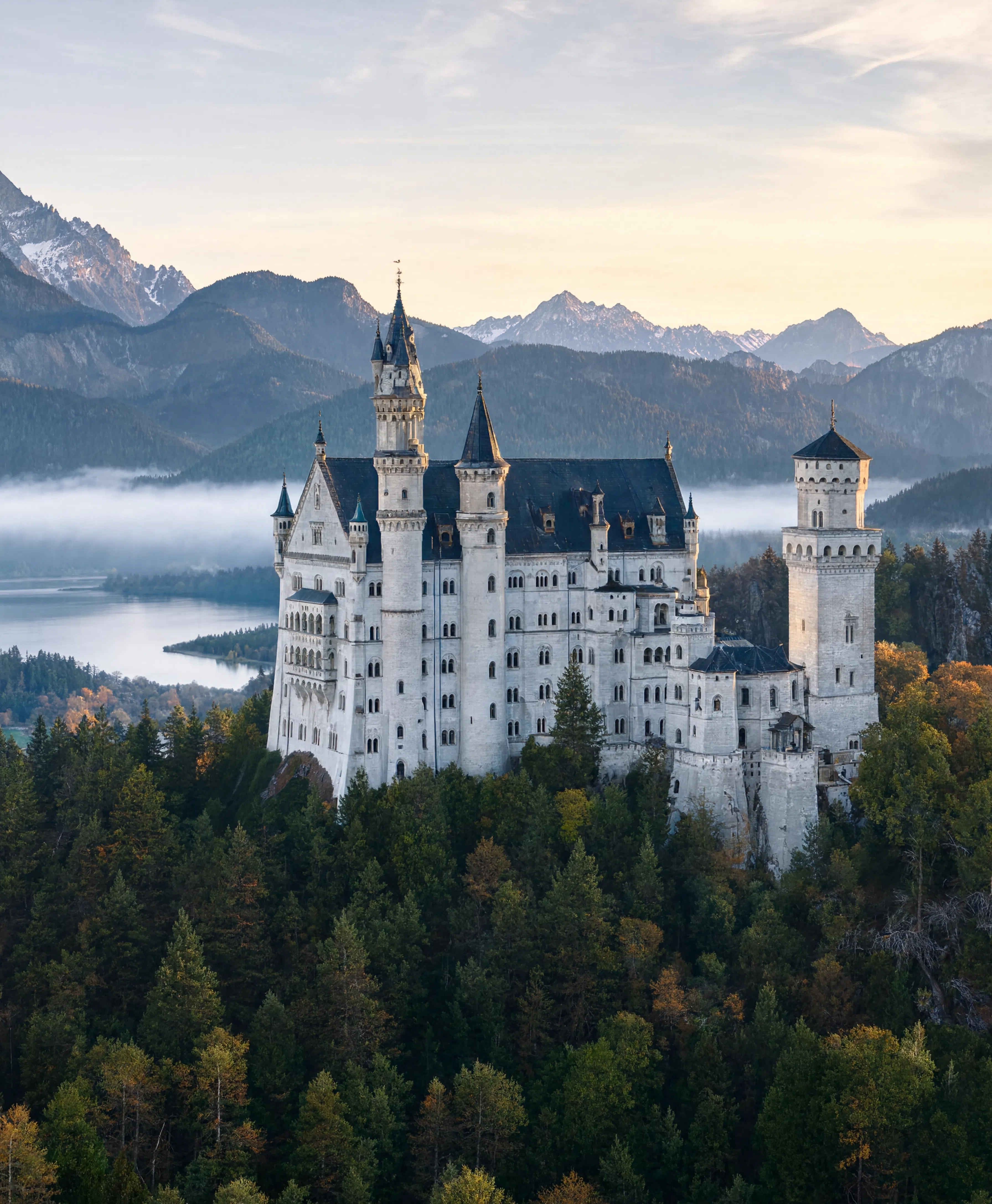 Schloss Neuschwanstein im bayerischen Voralpenland — Wintermärchen
